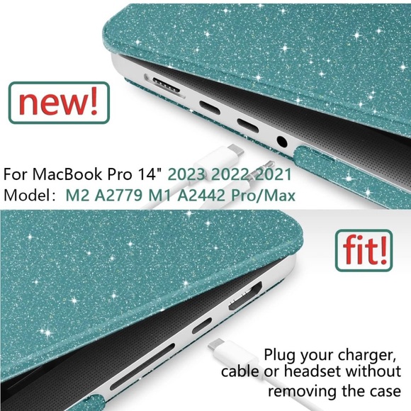 Macbook Pro 14” Case NEW in Sparkly Teal - Picture 2 of 4
